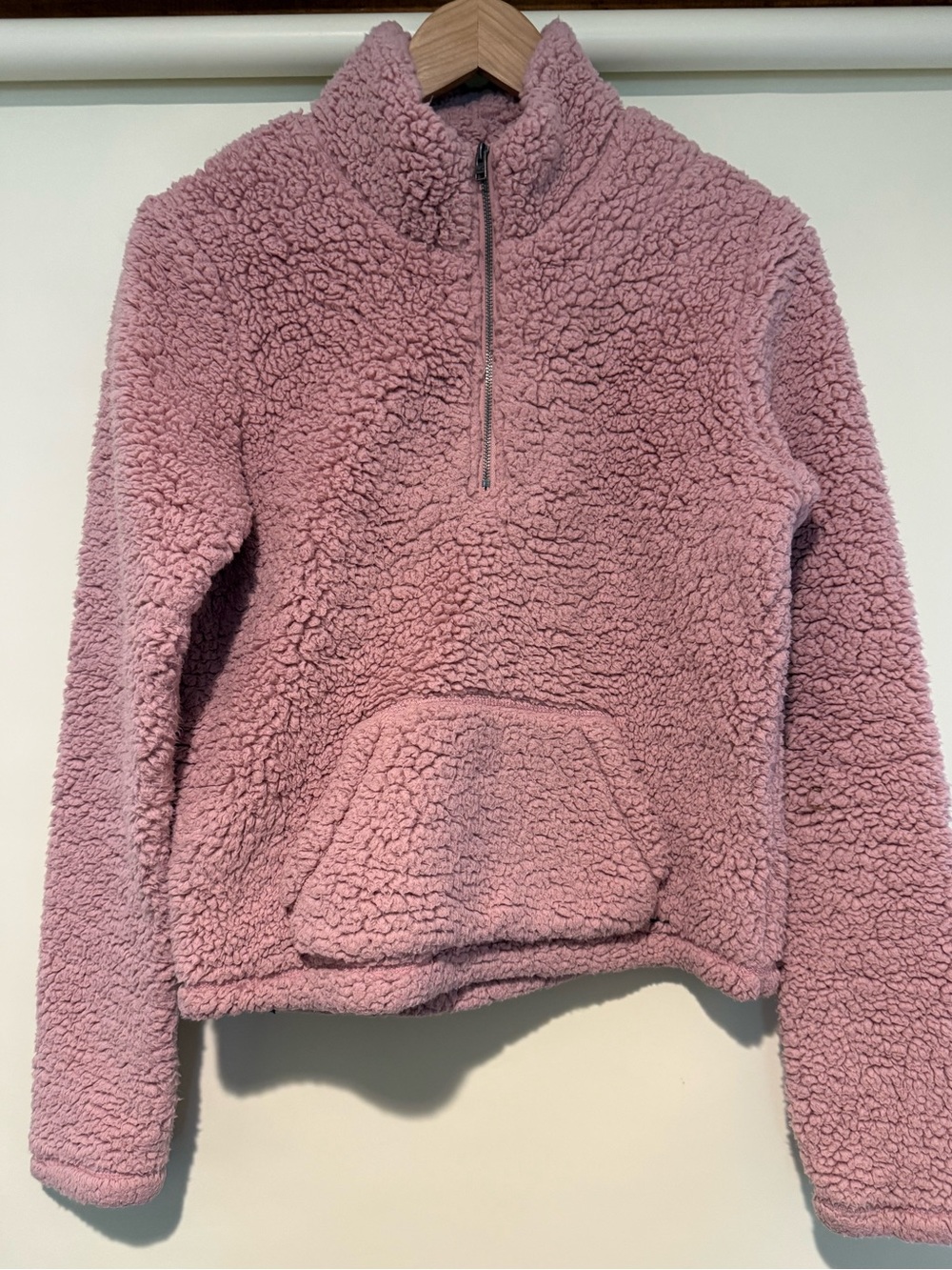 Hollister Pullover  1/4 Zip Fleece Pink Teddy Jacket, size small